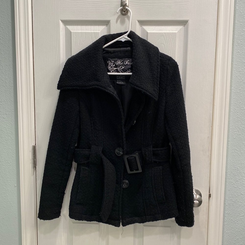 Me Jane / Black Quilted Pea Coat / Jacket